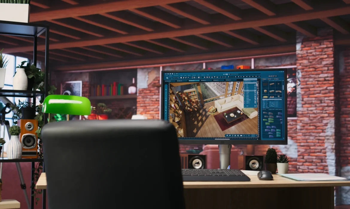 video editing desk setup