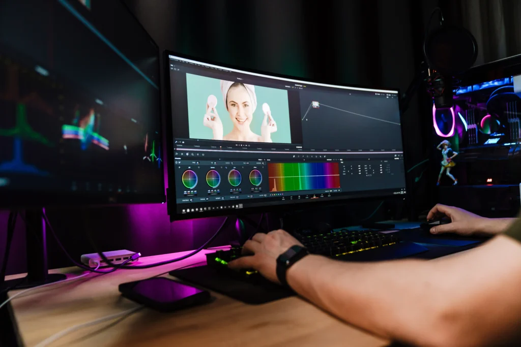 will-ai-replace-video-editors-hero-1 - Cut Pro Media Professional video editor working at a multi-monitor post-production suite